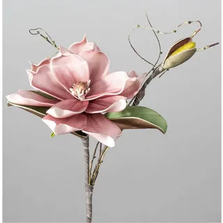 Formano künstlicher Magnolienzweig mit 1 Blüte L. 45cm Altrosa Foam Flower