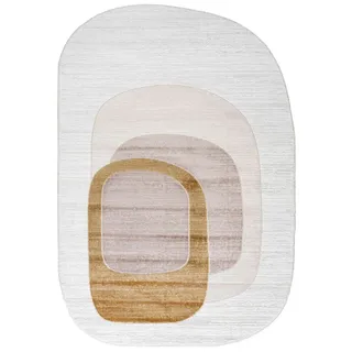 mazovia Designer-Teppich 80 x 150 cm Beige/Weiß