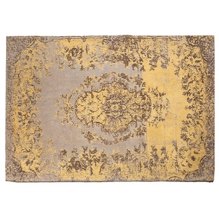Kare Design Teppich Kelim Pop, Yellow, großer Wohnzimmerteppich, Bodenteppich mit Vintagemuster, Vorleger, 240x170 cm