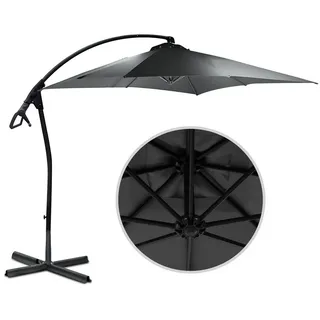 habeig Ampelschirm Sonnenschirm WASSERDICHT eckig 250cm Ampelschirm PVC wasserfest 2,5m, 100% wasserdicht schwarz