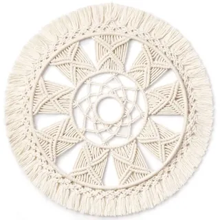 Makramee Wandbehang, Boho Chic Dekor, Wandkunst Kranz, Weihnachtsgeschenk, 15,5"x15,5"