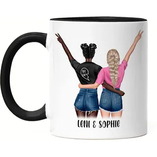 Kiddle-Design Beste Freundin Tasse Schwarz Personalisiert Geschenk für Freundinnen BFF Schwester Mutter zum selbst gestalten Lieblingsmensch Best Friend