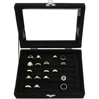 Schmuckkasten aus Samt, Schmuckbox klein für Ohrringe, Ringe und Ketten, Schmuckkästchen klein, Ring Schatulle, Ohrring Aufbewahrung, Ring Box, Schmuck Aufbewahrung, Ketten Aufbewahrung