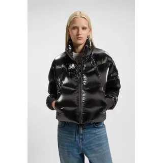 Steppjacke HUGO "Fiorella", Damen, Gr. XL, schwarz 001, Web, Obermaterial: 100% Polyamid, unifarben, regular fit taillenbedeckt, angesetztes Bündchen, Jacken Steppjacke, in verkürzter Länge, Kordelzug im Saum
