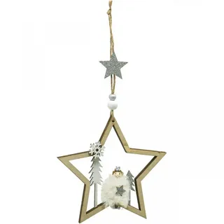 Florists Products Christbaumschmuck Weihnachtsdeko Stern Holz Dekohänger Engel Tannenbaum, 4 Stück