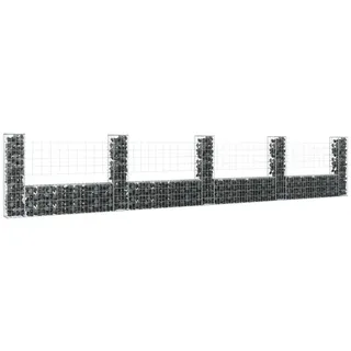 vidaXL Gabionenkorb U-Form mit 5 Säulen Eisen 500x20x100 cm