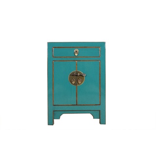 Chinesische Kommode Nachtschrank Massivholz türkis RAL5018 #M-KOM-A17T