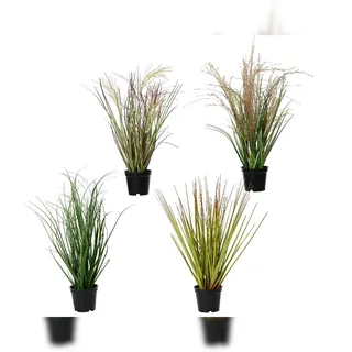 Decoris 1x Künstliche Gräser 10x30cm im Topf Kunstpflanze Grünpflanze Kunstgras Pampasgras Dekopflanze Topfpflanze Dekogras Hochzeitsdeko Wohndeko Bürodeko