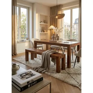 KADIMA DESIGN Sitzbank MUMBAI Braun 140 x 45 x 35 cm