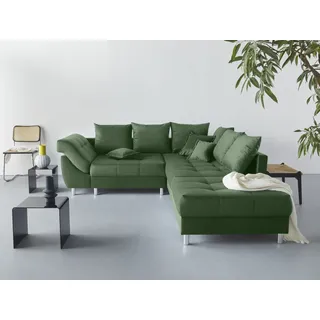 Collection AB Ecksofa »(Spar-Set) Innsbruck L-Form und Hocker«, (Spar-Set), Ecksofa und Hocker, Recamiere links oder rechts montierbar grün