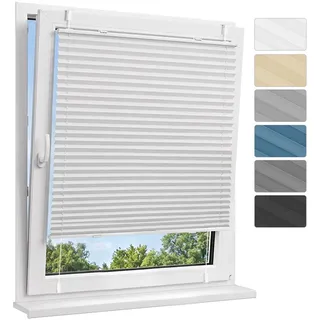 Allesin Plissee ohne Bohren Verdunkelung Klemmfix, Thermo Verdunkelungsplissee Weiß 90x90cm(BxH), 100% Verdunklung, lichtundurchlässig, Sichtschutz, Sonnenschutz und Hitzeschutz für Fenster & Tür