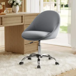 Songmics Homeoffice-Stuhl Baumwoll-Leinen-Mischgewebe schiefergrau