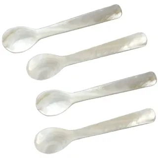 Dorccsi Perlmuttlöffel, klassischer Kaviarlöffel, Eierlöffel, Perlmutt, 12 cm, 4 Stück, Dessertlöffel, Perlenlöffel, Kaffeelöffel