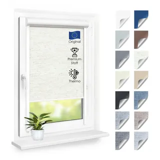 Rollo Premium Blackout Thermo Kassettenrollo mit Seitenführung, DomDeco, blickdicht, ohne Bohren, zum Kleben oder Schrauben weiß 100 cm x 120 cm