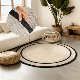 HANSE HOME Lina Juteteppich Ø 150 cm Beige/Schwarz