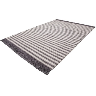 Teppich CALO-DELUXE "Bature 400" Teppiche Gr. B/L: 80 cm x 150 cm, 10 mm, 1 St., grau (natur, anthrazit) Schurwollteppiche
