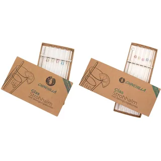 Chinchilla® Trinkhalme DUO Pack 5x 15 cm und 5x 23 cm | Wiederverwendbare & Plastikfreie Trinkhalme aus BPA-freiem Glas | inklusive Aufbewahrung & Reinigungsbürste