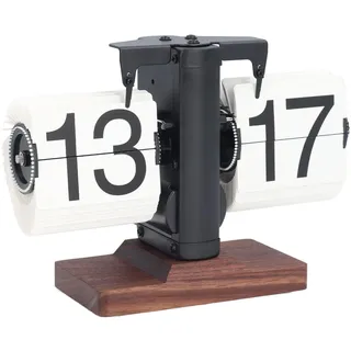 TOPINCN Flip-Schreibtischuhr, Retro-Digital-Flip-Down-Uhr, 24-Stunden-Automatik-Seitenumblätteruhr, Auto-Flip-Tischuhr, Große Zahl, Mechanische Schreibtischuhr für Home (Schwarzes Regal, weiße Seite)