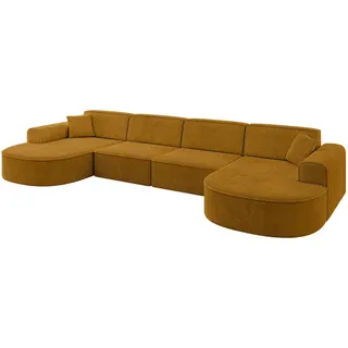 altdecor Wohnlandschaft MARI-U2 - 388x171x79 cm Senfgelb Cord