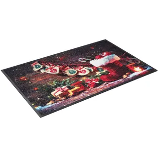 Fußmatte KLEEN-TEX "Advent Season", rot (bunt), B:50cm H:7mm L:75cm, Polyamid, Teppiche, Fußmatte, Schmutzfangmatte, Motiv Weihnachten, waschbar