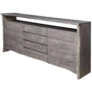 Massivmoebel24 Sideboard Akazie 210 x 45 x 96 cm Grau