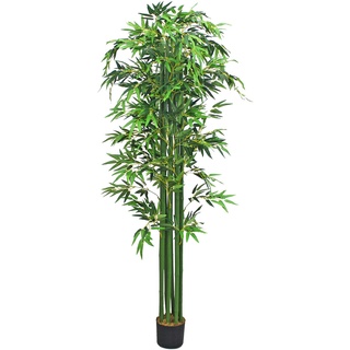 Bambus Bambus-Strauch Kunstbaum Kunstpflanze Bambusbaum Baum Künstliche Pflanze Bamboo Künstlich Echtholzstamm Innendekoration 210 Deko cm Decovego