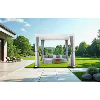 KONIFERA Pavillon Palma, mit 8 Seitenteilen, Pergola, mit Lamellendach weiß 304 cm x 304 cm