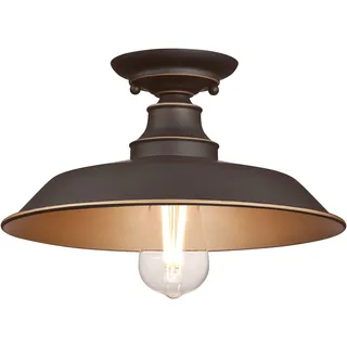 6370340 Einflammige Leuchte Iron Hill, 30 cm, zur Deckenmontage von Westinghouse Lighting für Innenbereiche, Ausführung in geölter Bronze mit Akzenten, Geölte Bronze