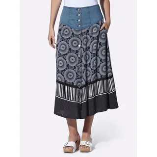 Heine A-Linien-Rock Damen Bedruckt Marine/Ecru 34