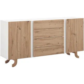 Sideboard Vira Kieferfarben/Weiß Echtholz