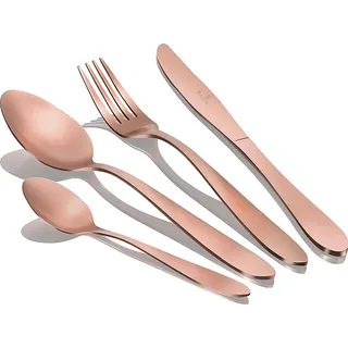 Berlinger Haus Rose Gold Satin Besteck 24 Teile Edelstahl Mattes Gold, Set 6 Personen, Modernes Design Roségold - Rosa