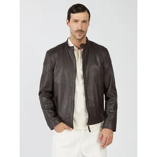 Lederjacke MUSTANG "Max", Herren, Gr. XL, braun (schwarz braun), Obermaterial: 100% Lammleder. Innenfutter: 100% Baumwolle. Ärmelfutter: 100% Polyester, ohne Bündchen, Jacken