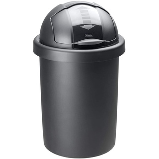 Rotho Roll Bob runder Mülleimer 30l mit Deckel, Kunststoff (PP) BPA-frei, schwarz, 30l (35.5 x 35.5 x 59.5 cm)