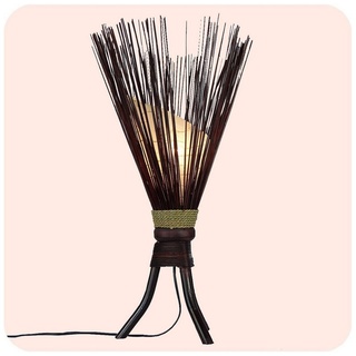SIMANDRA Stehlampe Jungel, Ambilight, ohne Leuchtmittel, Tageslichtweiß, Warmweiß, 60 x 35 cm Bali asiatische Lampe aus Naturmaterial weiß
