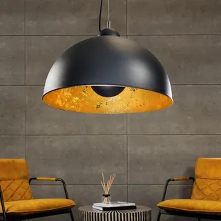 riess-ambiente Hängelampe STUDIO 55cm schwarz Aluminium Edelstahl Blattgold-Optik industrial E27 - Schwarz