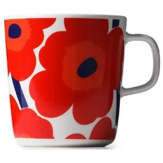 Marimekko Oiva Unikko Kaffeetasse 0,4 l Weiß/Rot 4 St.