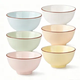 Dessertschalen Keramik Kleine Schalen Set - Snackschalen 6er Set in Bonbon-Tönen - Dessertschüsseln Porzellan Bunte - Schüssel Set Klein für Dessert | Snack | Eis | Reis | Joghurt - 12 x 6 cm - 300 ml