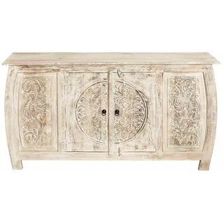 Vintage Design Sideboard in Creme Weiß Akazie Massivholz