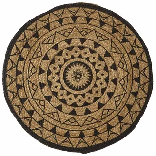 Homescapes Mandala Juteteppich 90 x 90 cm Schwarz/Natur