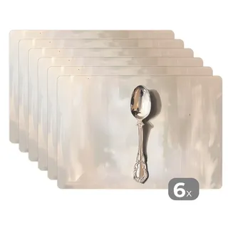 MuchoWow Platzset Löffel - Farbe - Silber, (6-St), Platzsets, Tischset, Abwaschbar, Tischsets, Platzdeckchen silberfarben