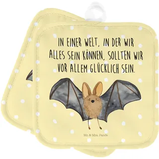 Mr. & Mrs. Panda 2er Set Topflappen Fledermaus Flügel - Geschenk, lustige Sprüche, Gute Laune, Ofenhandschuh, Tiere, Topfhandschuh, Ofenhandschuhe,