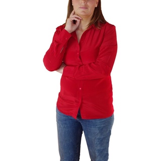 Posh Gear Seidenbluse Damen Seidenbluse Collettoseta Bluse aus 100% Seide 100% Seide rot S