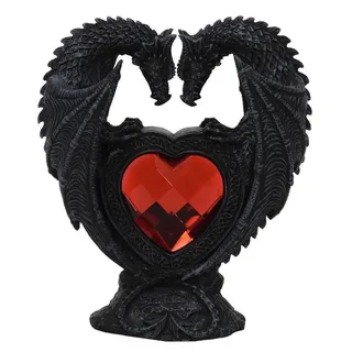 Figuren Shop GmbH Fantasy-Figur Drachen- Liebespaar mit rotem Herz | Dekofigur, handbemalt