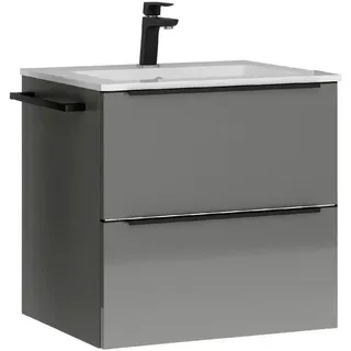 Nobilia Waschtischkombi, Schwarz, Schiefer, Metall, 2 Schublade(n) Schubladen, 61 cm, Blauer Engel, Pefc, Goldenes M, Made in Germany, Tcsa, Carb2, DGM-Emissionslabel, Zusatzausstattung erhältlich, hängend, Badezimmer, Waschbecken & Armaturen, Waschtische