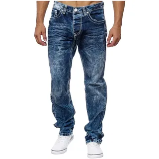Generisch Baggy Jeans Herren Skater Loose Fit Stretch Baggy Hose Hose Mit Weitem Bein Hellblaue Jungs Pants Jeans Hip Hop Große Größen Coole Jeanshose Baggy-Jeans Blau S-3XL