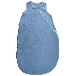 Popolini Babyschlafsack Musselin Baby Sommerschlafsack aus Bio Baumwolle blau 70 cm