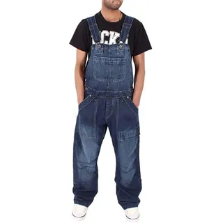 Lawawa Herren Denim Latzhose Jeans Overalls Retro Jumpsuit Loose Hosenanzug Jeanslatzhose Cargo Jeans Hosenanzug - M