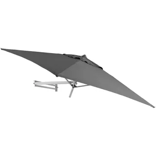 EASYSOL Sonnenschirm Wandmontage 200 x 200 cm eckig, für Balkon, Terrasse, Garten, Parasol für die Wand, Teleskopisch und Neigbar, aus Aluminium und Polyester, grau - 200 x 200 cm