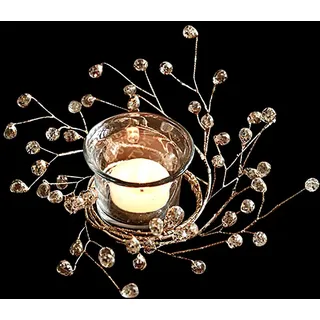 DeryArcle Gold Weihnachts Kerzenringe,Drinnen Herbstdeko Kranz,6cm Künstliche Kerzenring,Tischkranz für Hochzeit Party Fenster Festival Garten Tisch Dekor (Gold)
