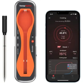 ThermoPro TempPro Fleischthermometer Kabellos 150m Bluetooth Grillthermometer IP67 Meat Thermometer Bratenthermometer für Backofen Grill Smoker Rotisserie Airfryer